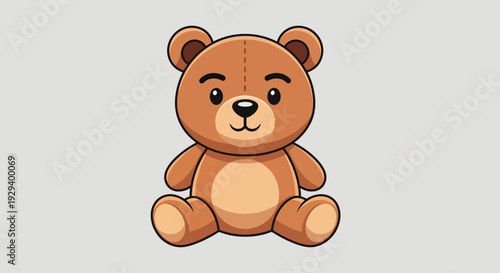 Cute cartoon teddy bear sitting on a white background.