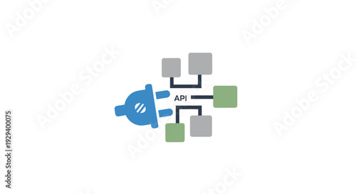 Blue Megaphone with Green Squares.