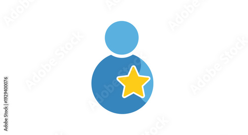 Blue person icon with star.