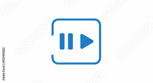 Blue play button icon symbol.