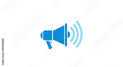 Blue Megaphone Loudspeaker Icon Graphic.