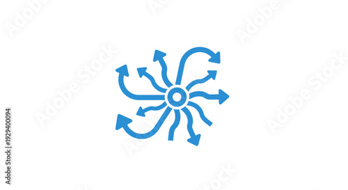 Blue Radial Arrows Symbolizing Direction Change.