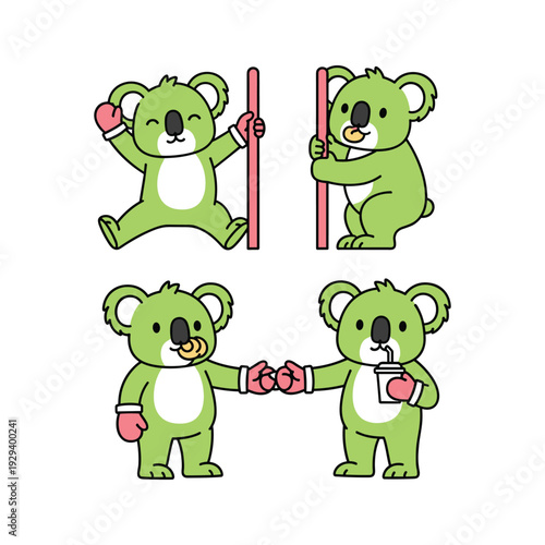 Canvas Print Cartoon koalas boxing with gloves in a fun and playful illustration