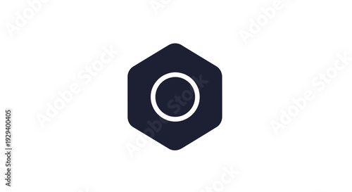 Black Hexagon Logo with White Circle.