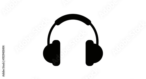 Black Headphones Silhouette Simple Design.