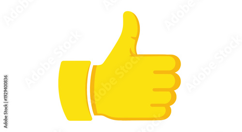 Yellow Hand Emoji Giving Thumbs Up Gesture Isolated on White Background.