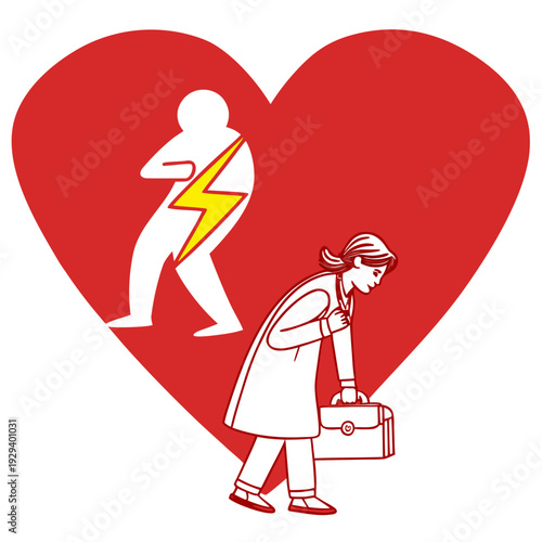 Heart Attack Icon – Simple Flat Cardiac Emergency Vector Illustration