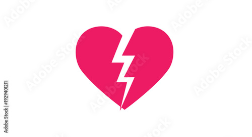 Broken Heart Icon with Lightning Bolt.
