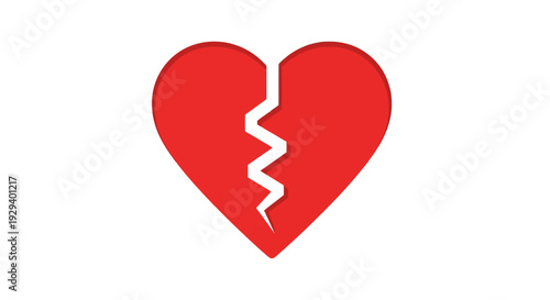 Broken Heart Symbol with Cracked Shape.