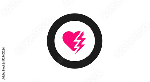 Broken Heart Icon with Lightning Bolt.