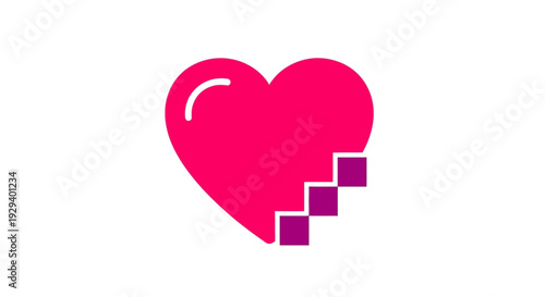 Broken Pink Heart Icon with Missing Pieces.