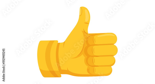 Yellow Hand Giving Thumbs Up Gesture Illustration.