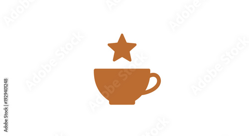 Brown Coffee Cup with Star Illustration.