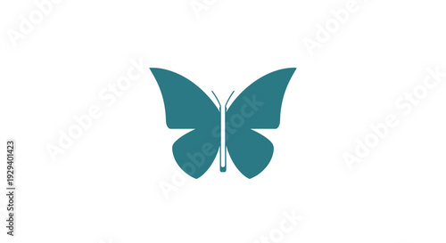 Blue Butterfly Illustration with Open Wings.