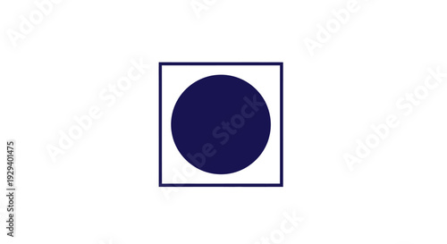 Blue Circle Inside Square Shape Icon.