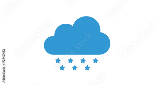 Blue Cloud Icon with Falling Stars.