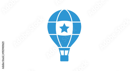 Blue Hot Air Balloon with Star Emblem.