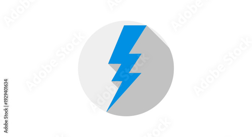 Blue Lightning Bolt Icon on Gray Circle.