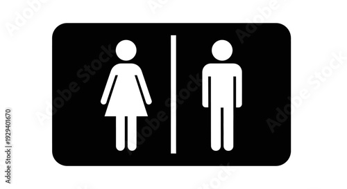 Black and white restroom sign with male and female symbols.