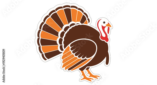 Colorful cartoon illustration of a turkey bird.