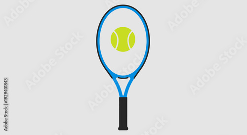 Tennis Racket with Ball Vector Illustration.