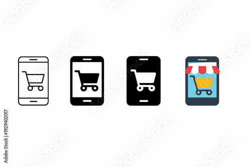 Evolution of mobile shopping apps: icon variations on smartphones