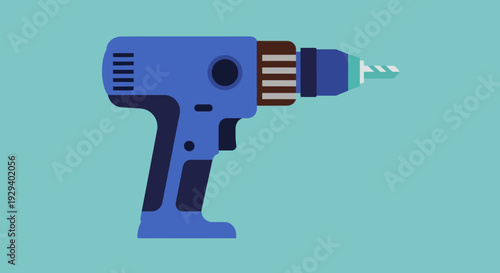 Blue electric drill on a light blue background, a versatile power tool for various tasks.