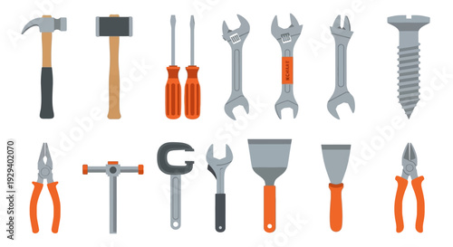 Collection of various hand tools and equipment for DIY and construction projects.
