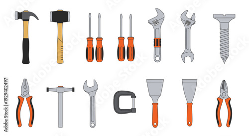 Collection of various hand tools and equipment for DIY and repair work.