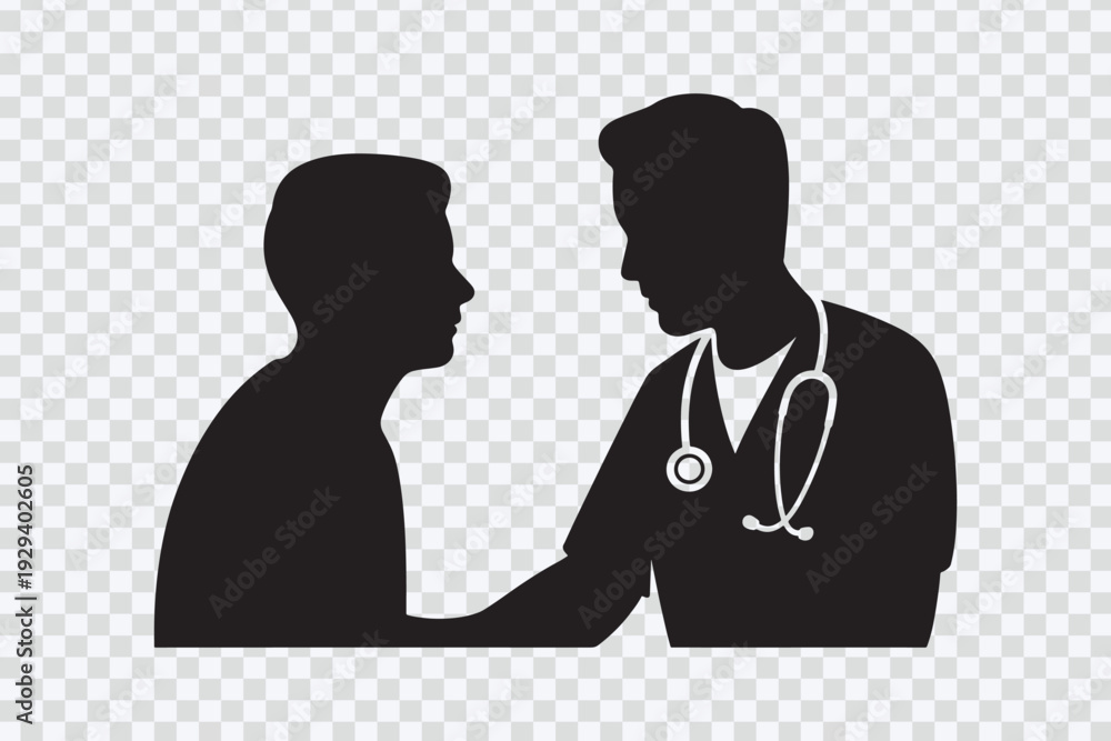 Obraz premium Doctor Patient Consultation Silhouette Icon