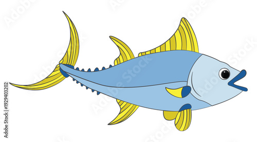 Yellowfin tuna isolated on white background