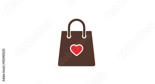 Brown Handbag with Red Heart Emblem.