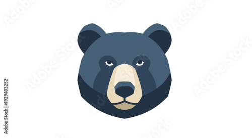 Cartoon Bear Face Illustration with Ears.
