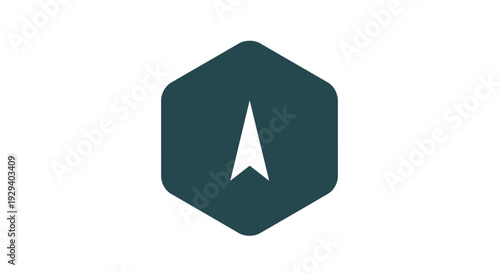 Dark Teal Hexagon with White Arrow Icon.