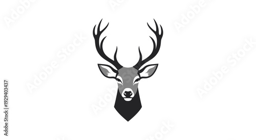 Deer Head Illustration with Antlers and Tie.