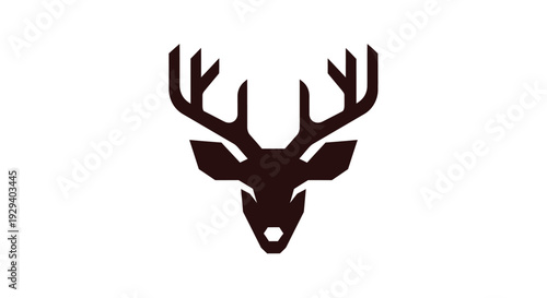 Deer Head Silhouette with Antlers Illustration.