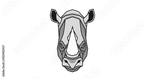 Detailed Illustration of Rhinoceros Head Portrait.