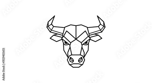 Geometric Bull Head Illustration Design Element.