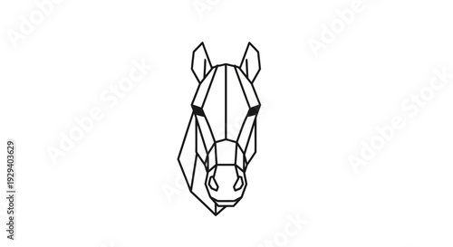 Geometric Low Poly Rhinoceros Head Illustration.