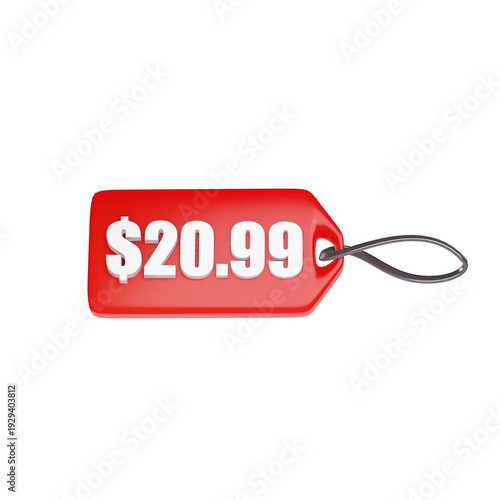 Wallpaper Mural $20.99 price tag red icon. 3d render.  Torontodigital.ca