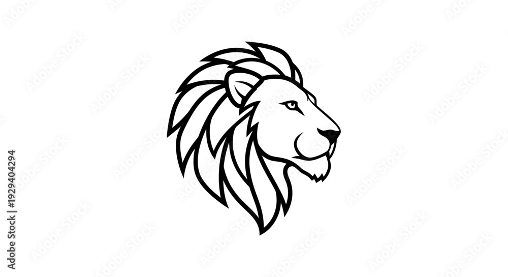 Fototapeta premium Lion Head Illustration Simple Line Art.