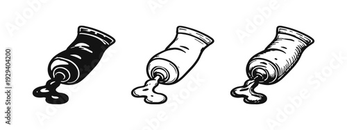 Paint Tube Icon Set: Art Supplies in Solid, Outline, and Hand-Drawn Styles for Creative Projects