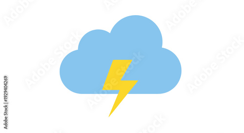Lightning Bolt Striking Through Blue Cloud.