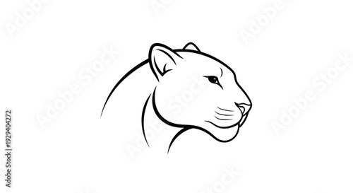 Line Art Illustration of a Lioness Head.