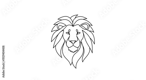 Lion Head Outline Illustration Simple Design.