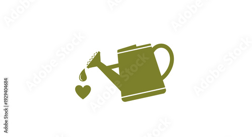 Green Watering Can Pouring Water Droplet.