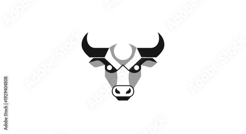 Illustration of a cow head with horns.