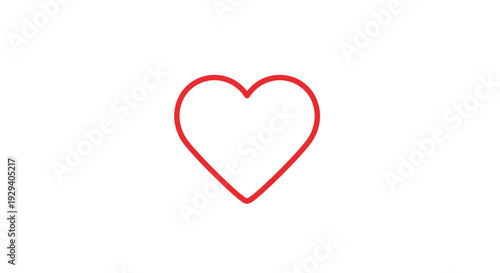 Red Heart Outline Simple Icon Design.
