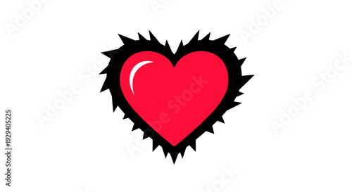 Red Heart with Black Prickly Border.