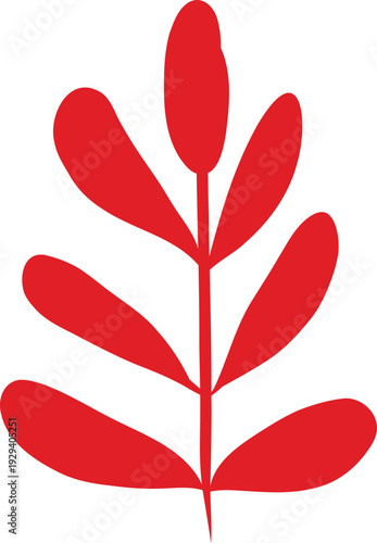 vector element, straight leafy branch, rustic, a la rus, Slavic style, decorative element,